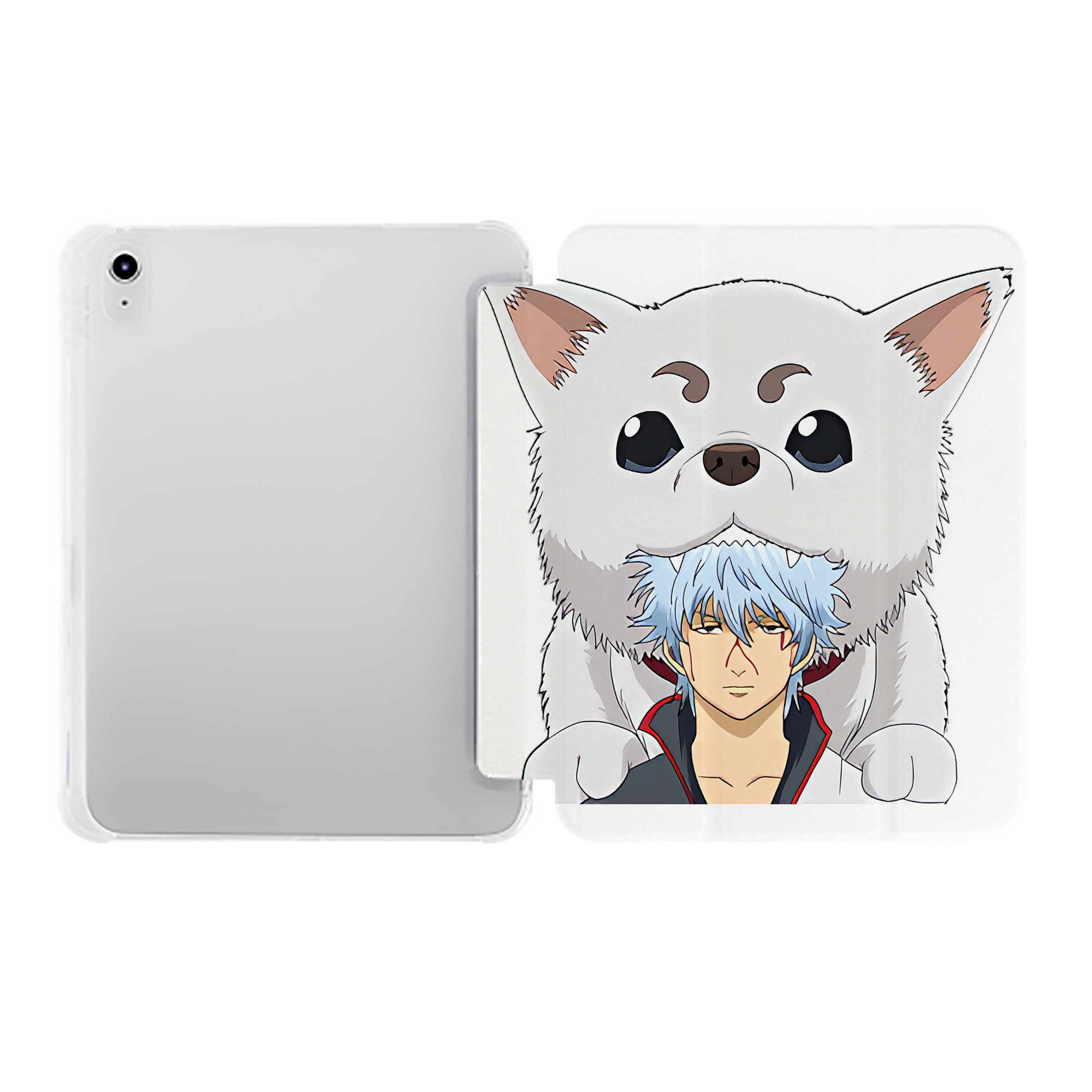 （画像用） ぎんたま 坂田銀時（さかたぎんとき） 神楽 志村新八（しむら しんぱち） GINTAMA Sakata Gintoki Kagura Shimura Shinpachi IPad ケース ペン収納付き 三つ折りスタンド PUレザー×シリコン 対応機種9.5/10.5/10.9インチ